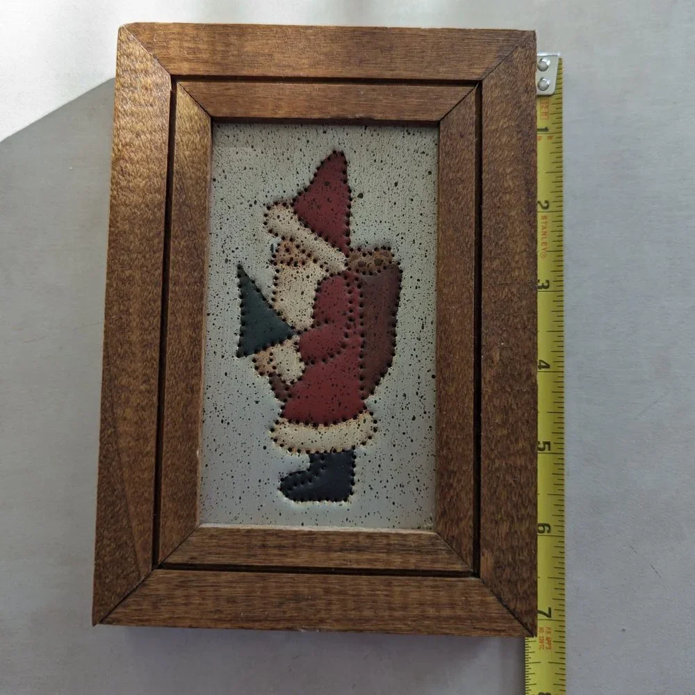 Vintage B. Braman 1988 Small Metal Punch Framed Santa